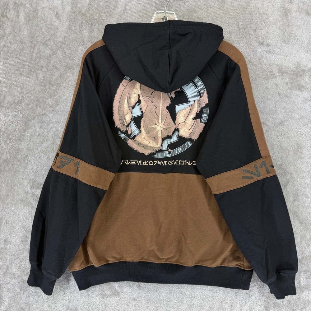 Star Wars Obi Wan Kenobi Hoodie Mens M Pullover Black Brown Graphic Sci-Fi EUC